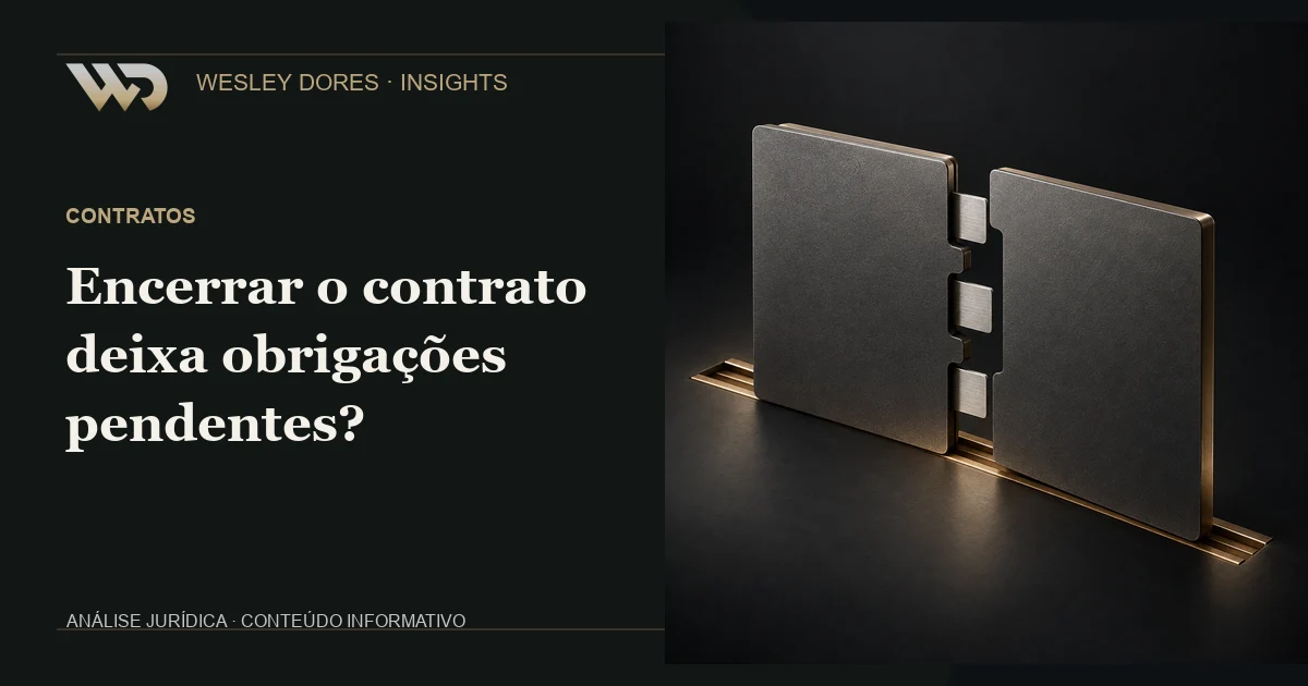 Etapas abstratas de encerramento de um contrato, com documentos e linhas de transição em tons institucionais